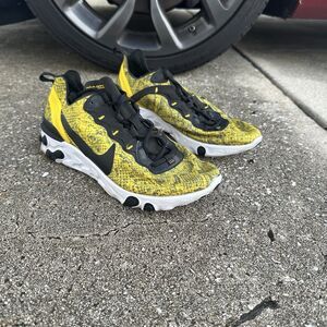 Nike React Element 55 Speed Sneakers Womens 11 Yellow Snakeskin CT1551-700